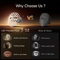 Masque portable en silicone réglable pour la thérapie par lumière rouge, 54 LED, 2600 mAh rechargeable, respirant, pour le visage/le corps/le cou, les mains, les jambes, raffermissant la peau