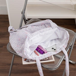 Borsa da spiaggia con stampa completa personalizzata WAALUU grande a spalla dolce borsa da viaggio floreale rosa chiaro Vintage con Tote <span class=keywords><strong>trapuntata</strong></span> e tasca - Product Image 3