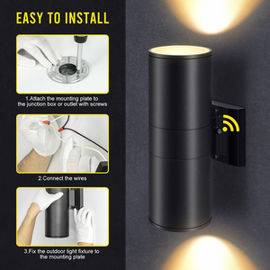 CE Dawn yüksek kalite şafak alacakaranlıkta E26 LED yukarı ve aşağı açık duvara monte Led ışık sensör alüminyum silindir dış aydınlatma - Product Image 5