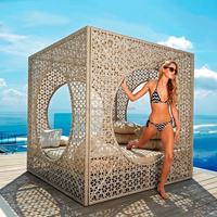 Promotion : Chaise longue d'extérieur moderne en rotin tressé, grande taille, pour hôtel, plage, jardin, patio, cour – Lit de soleil durable pour bain de soleil