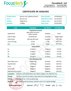 FocusHerb Grass Fededニュージーランド100% 天然食品グレード牛肉レバーパウダー - Product Image 4