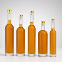 Bouteilles en verre transparent de qualité supérieure pour spiritueux, avec surface givrée mate et bouchon en liège, pour la distillerie artisanale de liqueurs