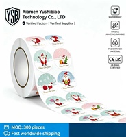 Autocollants adhésifs BOPP personnalisés YSB pour les fêtes, étiquettes imperméables pour Noël, Halloween, emballage de cadeaux, décoration de fête, logo personnalisé