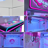 Machine à griffes à deux étages rose avec LED, jeu d'arcade à monnayeur pour attraper des prix, garantie 1 an, version espagnole, pour parcs d'attractions et centres commerciaux