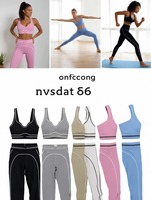 Ensemble 2 pièces : Soutien-gorge de sport push-up réversible effet seconde peau, froncé, anti-transpiration, avec volants en dentelle sur le devant et pantalon taille haute uni grande taille