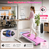 Tapis de marche rose sous le bureau à inclinaison automatique 2,5 CV ultra-mince compact avec télécommande LED silencieux pour l'exercice à domicile