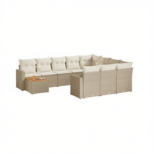 Ensemble de canapés de jardin en rotin PE beige modulaire, mobilier d'extérieur, 6 places, design contemporain - Product Image 1