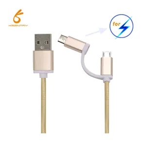 Câble usb 2 en 1 pour android, 10 pcs, en nylon tressé, charge rapide, vente en gros, promotion