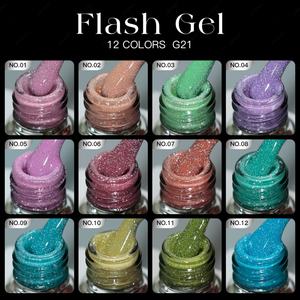 JTING - Juego de 12 Geles Reflectantes para Uñas, Diseño de Marca en Caja Plateada Láser, 12 Colores, Colección Disco, OEM, ODM, Logotipo Privado, Suministros para Uñas - Product Image 2