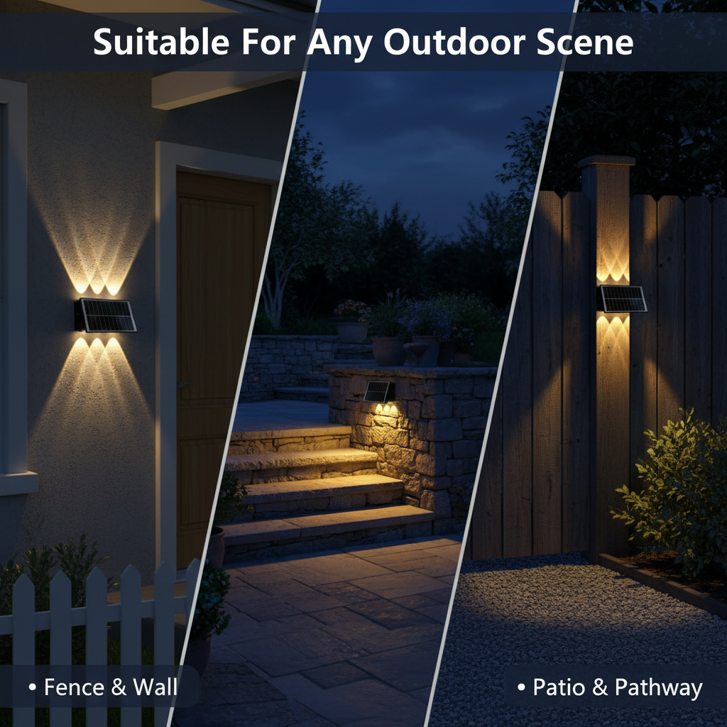 6-Head Solar Wall Light Telescope Design Black Button Switch + Light Control IP65 Waterproof For Outdoor Garden Building · image 5
