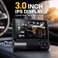 Cámara de Retrovisor Delantera y Trasera 1080P, DVR para Auto con WiFi, Pantalla IPS de 3 Pulgadas, Tipo C, Batería de 150mAh, 64GB, Monitor de Estacionamiento 24h, Control por Aplicación