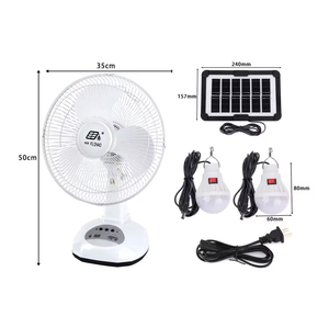Linterna LED Solar de 15W para Camping, Ventilador Recargable de 12 Pulgadas con Panel Solar, 3 Aspas de PP, USB 5V DC 9V - Product Image 1