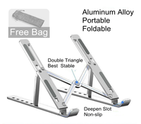 Meilleur prix Portable en alliage d'aluminium support pour ordinateur portable léger pliable tablette PC support 6 niveaux réglage de la hauteur-nouveau produit
