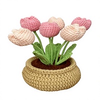 Fleur de tulipe au crochet _ 2026 Pot de fleurs au crochet, Fleurs au crochet faites à la main, Bouquet de tulipes au crochet, Fleur en pot au crochet faite à la main