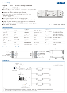 Controller LED Strip 1CH*10A Zigbee (App Tuya) e RF 2 Colori CW+WW 2 Fili V2-S(<span class=keywords><strong>WZ</strong></span>) 12-36VDC - Product Image 4