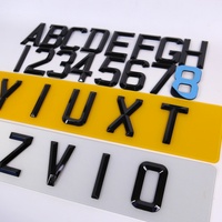 Lettere in acrilico diamantato lucido 79*50mm, numeri autoadesivi neri smussati per targa acrilica UK
