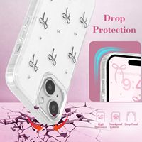 Étui de téléphone à nœud papillon 3D brillant, étui de téléphone mignon et scintillant, cristal transparent, esthétique, fin, souple, TPU transparent, protection