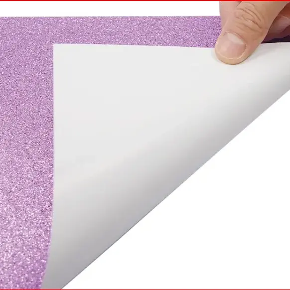 Folhas de papel PP autoadesivas coloridas personalizadas com controle de qualidade rigoroso 100mic glitter