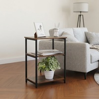 Table d'appoint à 3 niveaux, étagère de rangement, table de chevet, table d'appoint rustique simple pour salon, chambre à coucher, balcon