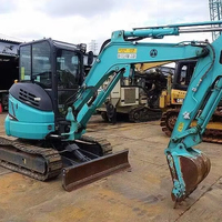 Mini-excavatrice diesel japonaise d'occasion KOBELCO SK35SR de 3,5 tonnes avec moteur Kobelco, boîte de vitesses PLC, capacité de la benne de 0,12 m³