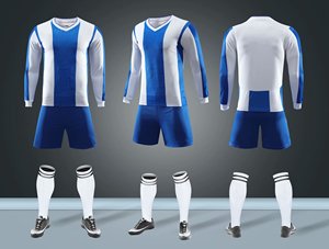 Uniforme de Fútbol Personalizado con Sublimación Completa, Camiseta y Pantalones Cortos con Rayas Azules - Product Image 4