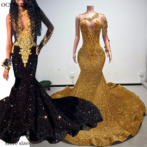 Fornitori Verificati Ocstrade Abiti da Sera Personalizzati Monospalla Stile Principessa con Strass Dorati di Lusso per Donna - Product Image 1