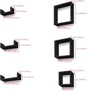 أرفف عائمة مجموعة من 6 أرفف خشبية ريفية مع 3 رفوف صغيرة على شكل حرف <span class=keywords><strong>U</strong></span> و 3 صناديق مربعة للتجميع مجانًا - Product Image 4