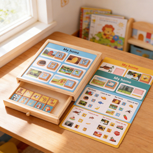 บ้านสั<span class=keywords><strong>ต</strong></span>ว์ทำจากไม้และเกมจับคู่อาหารสำหรับเ<span class=keywords><strong>ด</strong></span>็ก ปริศนาจั<span class=keywords><strong>ด</strong></span>เรียงอาหารและพฤ<span class=keywords><strong>ต</strong></span>ิกรรมสัตว์แบบมอนเตสซอรี่สำหรับเด็กวัยเ<span class=keywords><strong>ต</strong></span>าะแตะ - Product Image 1
