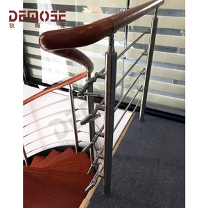 Kit di scale a chiocciola antiche pedate in legno 38mm 40mm 50mm 90mm con ringhiere in acciaio inossidabile - Product Image 5