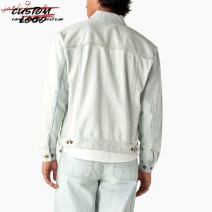 Vente en gros usine, impression personnalisée, veste en jean décontractée <span class=keywords><strong>pour</strong></span> homme, style moto, en denim délavé, <span class=keywords><strong>pour</strong></span> le travail - Product Image 4