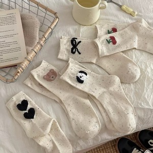 Calcetines Largos de Algodón Suave con Diseño 3D de Osito, Cereza y Lazo, <span class=keywords><strong>para</strong></span> Mujer - Product Image 1