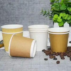 Eco-friendly small paper coffee cups disposable tasting paper cup customized hot drink milk tea coffee double wall paper cup