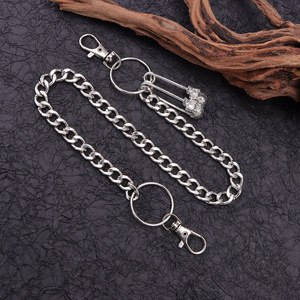 Chaîne de taille Crâne en Argent Tibétain, simple rangée, style Hip Hop, décontractée - Product Image 4