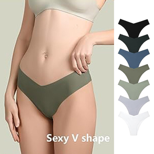 Nouveau Design Sous-Vêtements Confortable Taille Basse Doux Mince Anneau Rond Glace Soie Sans Trace Sans Couture Une Pièce Culotte Strings Femmes - Product Image 1