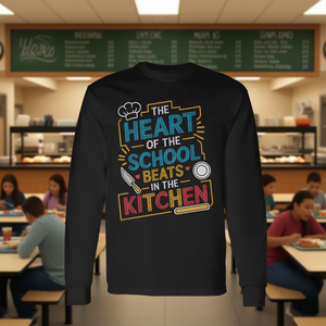 Camiseta de manga larga con diseño de tablero de pizarra de la cafetería Lunch Hero Squad, diseño de héroe de almuerzo escolar - Product Image 3