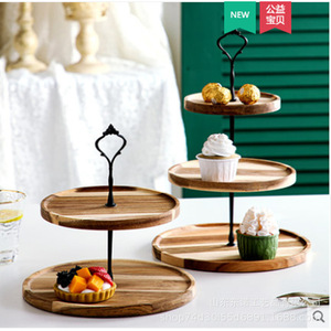 ชั้นวางขนมหวานไม้ทรงกลม 3 ชั้น ถาดผลไม้สำหรับงานวันเกิด แข็งแรงทนทาน - Product Image 4