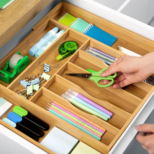 Nuovo vassoio <span class=keywords><strong>posate</strong></span> flessibile di bambù <span class=keywords><strong>cassetto</strong></span> Organizer argenteria Organizer utensile per uso cucina - Product Image 6