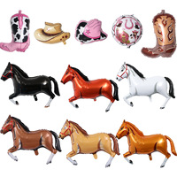 Ballons en Mylar Western Cowboy Cowgirl Chapeau de Cheval Botte Ballons en Aluminium Thème Ferme Rodeo Western Décoration Fête Anniversaire Enfants Baby Shower