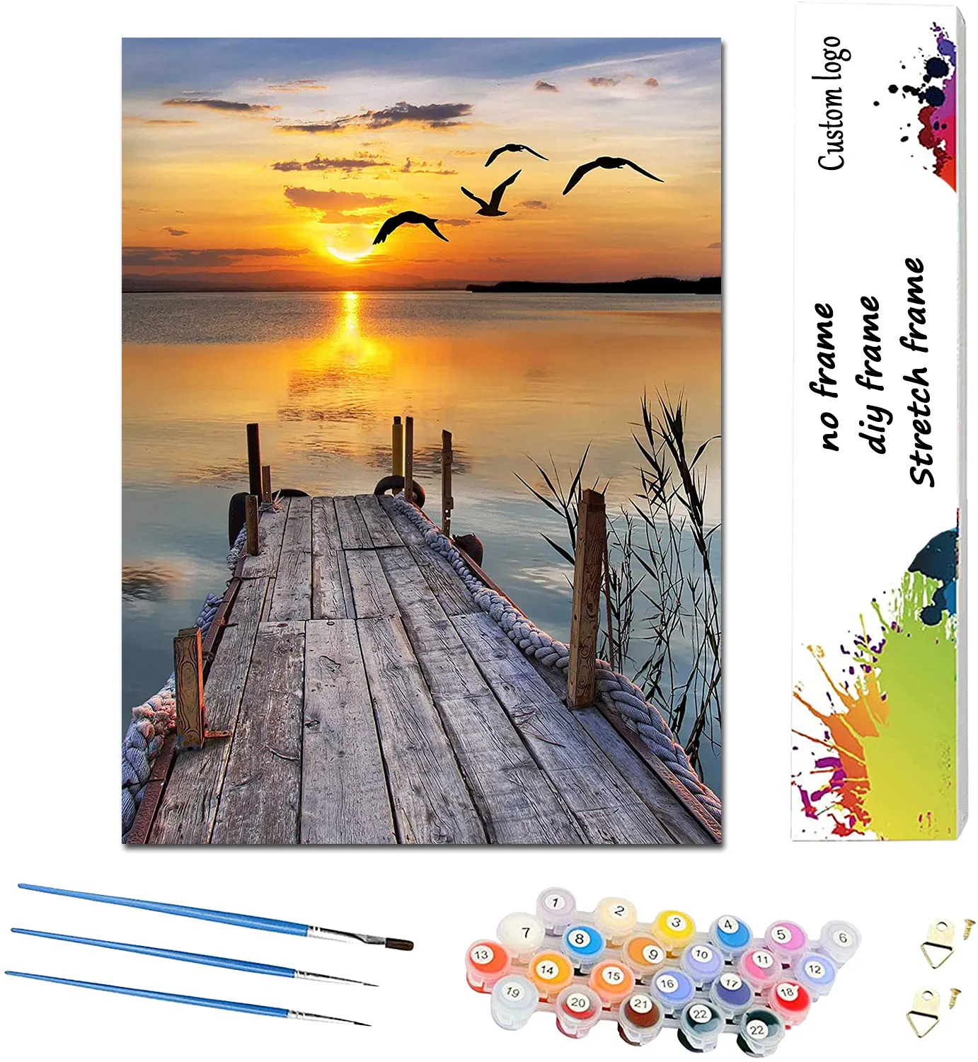 40x50cm Paint by Numbers Kits Oil Painting Sunset Painting for Kids Beginner diy acrylic paint canvas frame