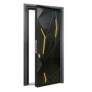 Porte d'entrée de <span class=keywords><strong>sécurité</strong></span> moderne en aluminium moulé noir, finition étanche, géométrique, anti-effraction, pour villa, portail extérieur - Product Image 6