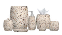 Ensemble d'accessoires de salle de bain en résine Terrazzo Offre Spéciale, accessoires de toilette de luxe pour la décoration de la maison et de l'hôtel