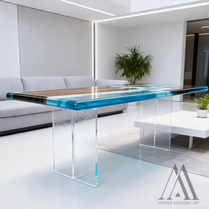 Tavolo da Pranzo Moderno in Resina Epossidica Effetto Fiume, Pezzo d'Arredo di Lusso per Caffè, Ospitalità e Casa - Product Image 3