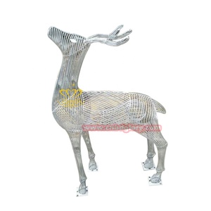 Mejor venta jardín al aire libre alambre de acero Metal arte escultura calle paisaje decoración diseño con Animal hueco ciervo estatua - Product Image 4