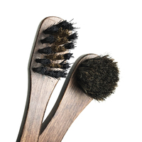 Petite brosse à chaussures en bois naturel avec poils de cheval pour le nettoyage des chaussures