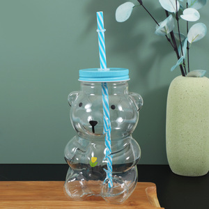 Urso Copo De Palha De Vidro Resistente Ao Calor <span class=keywords><strong>Cute</strong></span> Cartoon Design Coberto Caixa De Presente Embalagem Suco Café Leite Vidro De Borosilicato Alto - Product Image 6