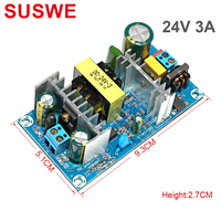 Module d'alimentation isolé 24V 3A avec carte de commutation intégrée, 72W, sortie unique stabilisée, entrée AC/DC 110-220V