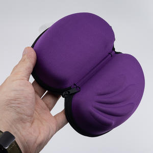 Étui à lunettes de soleil en forme de cœur Eva avec fermeture éclair, sac de rangement pour lunettes résistant à la pression, violet uni, 3-5,9 pouces - Product Image 1