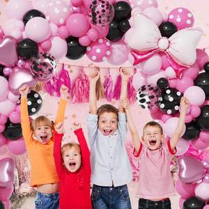 Negro Rosa onda punto tema ratón látex globo guirnalda arco Kit lazo rosa para niñas decoración de fiesta de cumpleaños - Product Image 2