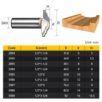 HUHAO Pisau Slotting Kayu 1/2 Shank, Pisau Lurus Dua Sisi, Mata Bor Router Kayu untuk Slotting