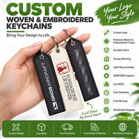 Porte-clés d'entreprise personnalisé avec logo, broderie double face, étiquette tissée, cadeau promotionnel pour le team building, porte-clés publicitaire